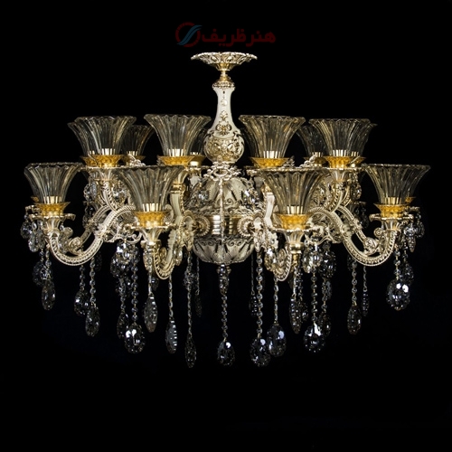 خرید، قیمت و مشخصات لوستر گلناز سایز بزرگ جنس بدنه آلومینیوم و رنگ سفید فرانسه - هنرظریف
