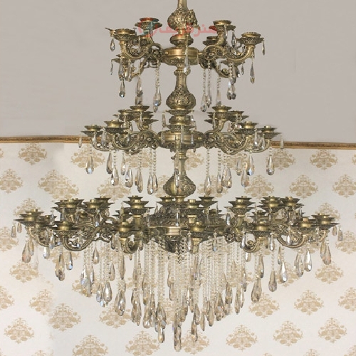 خرید، قیمت و مشخصات لوستر گلناز 28 شاخه سایز بزرگ بدنه آلومینیوم و رنگ آنتیک - هنرظریف