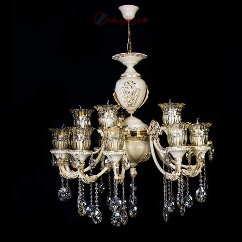 خرید، قیمت و مشخصات لوستر 5 شاخه گلوریا جنس برنزی و رنگ سفید فرانسه - هنرظریف