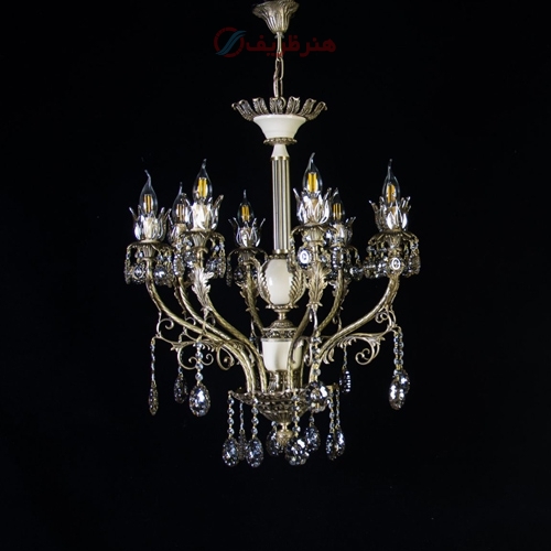 خرید، قیمت و مشخصات لوستر برنزی 6 شاخه طرح لاله رنگ آنتیک و کیفیت درجه یک - هنرظریف