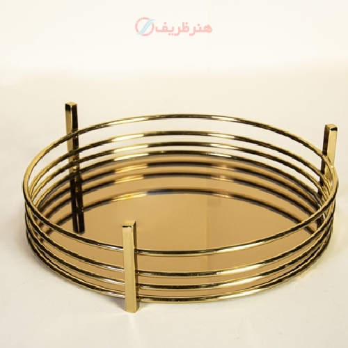 خرید، قیمت و مشخصات سینی گرد دور حلقه ای با جنس بدنه پروفیل و شیشه و رنگ فورتیک - هنرظریف