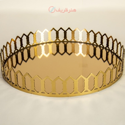 خرید، قیمت و مشخصات سینی گرد دور لوزی جنس پروفیل شیشه و رنگ فورتیک - هنرظریف