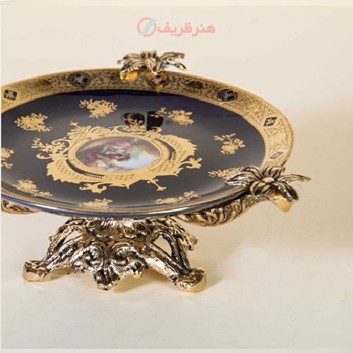 خرید، قیمت و مشخصات شیرینی خوری برنزی و سرامیکی مینی، رنگ سرمه ای و برنزی - هنرظریف