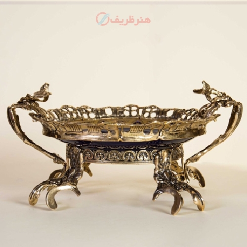 خرید، قیمت و مشخصات میوه خوری سرامیکی، جنس بدنه برنزی و رنگ، اسیدی سرمه ای - هنرظریف