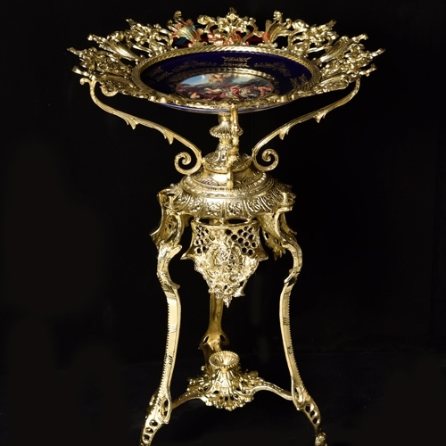 خرید، قیمت و مشخصات میوه خوری پایه دار کنار سالنی برنجی طرح سلطنتی طراحی شیک و زیبا - هنرظریف