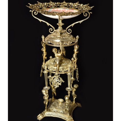 خرید، قیمت و مشخصات میوه خوری پایه دار کنار سالنی برنجی طرح فرشته کیفیت درجه یک - هنرظریف