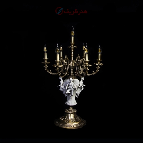 خرید، قیمت و مشخصات شمعدان مدل ونیزی با بدنه برنز و پلی استر رنگ آنتیک - هنرظریف