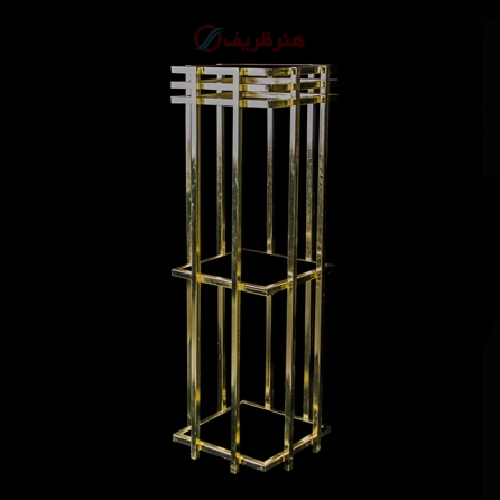 خرید، قیمت و مشخصات کنار سالنی سونیا سه طبقه جنس پروفیل و شیشه رنگ طلایی - هنرظریف