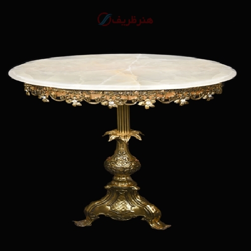خرید، قیمت و مشخصات میز تلفن برنزی با رویه سنگی و بدنه طرح گل کیفیت عالی به قیمت تولیدی - هنرظریف