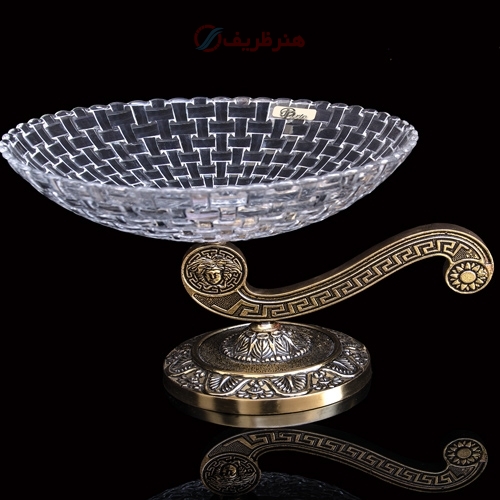 خرید، قیمت و مشخصات تنقلات خوری برنزی با ظرف شیشه ای و طراحی خاص و شیک - هنرظریف
