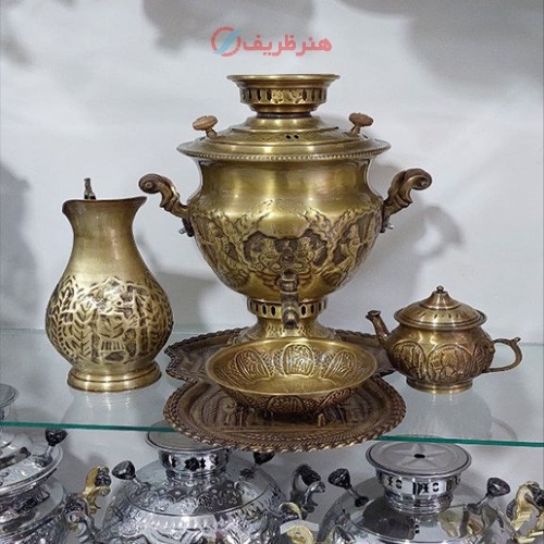 خرید، قیمت و مشخصات سرویس کامل سماور ذغالی لبه دار طرح مروارید حجم 5 لیتری و بسیار با کیفیت، به قیمت تولیدی - هنرظریف