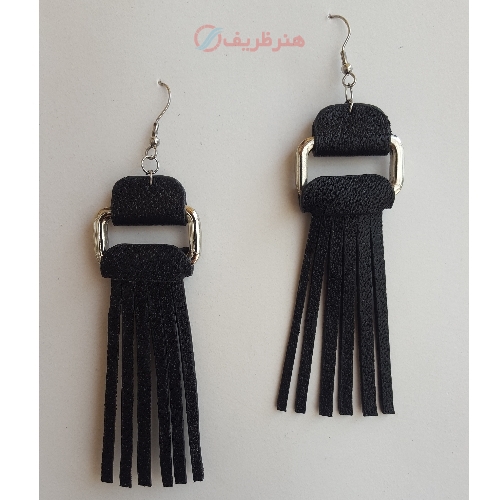 خرید، قیمت و مشخصات گوشواره چرم طبیعی بزی دست دوز با استیل رنگ ثابت - هنرظریف