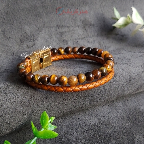 خرید آنلاین، دستبند طبیعی چرم گاوی بسیار باکیفیت، زیر قیمت بازار | هنرظریف