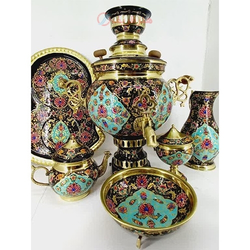 خرید، سرویس سماور 6لیتری زغالی برنجی با رنگ ماندگار و پلی استر، زیر قیمت بازار | هنرظریف