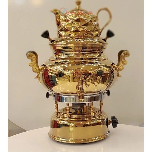 خرید آنلاین، سماور 8 لیتری مدل عدسی طلایی، بسیار زیبا، به قیمت تولیدی | هنرظریف