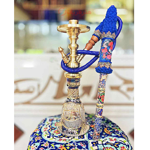 خرید، قیمت و مشخصات قلیان برنجی سیسمونی یک تکه، شیشه تراش، لبی تمام استخوان طرح گل ارزان و باکیفیت _ هنرظریف