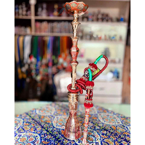 خرید، قیمت و مشخصات قلیان برنجی گلدان هندی کوچک، طرح شمشیری لوستر طلایی، گارانتی 10 ساله ارزان و باکیفیت _ هنرظریف