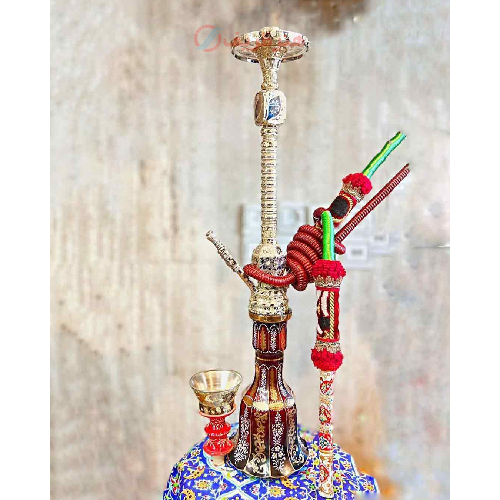 خرید، قیمت و مشخصات قلیان کامل برنجی شمش دو مرتبه قلم، شیشه دو پوست طلاکاری، ده سال گارانتی ارزان و باکیفیت _ هنرظریف