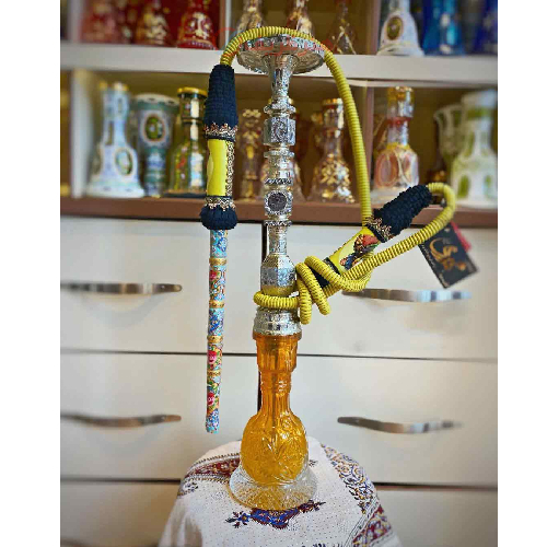 خرید، قیمت و مشخصات قلیان کامل برنجی دو مرتبه شمش قلم، دارای پنج خروجی دود، 5 سال گارانتی ارزان و باکیفیت _ هنرظریف