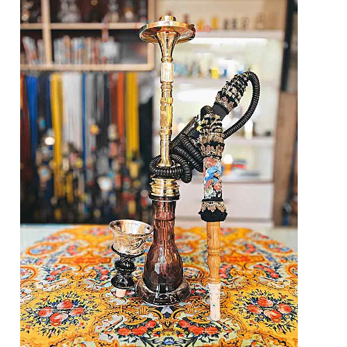 خرید، قیمت و مشخصات قلیان کامل برنجی شمش دومرتبه، شیشه تراش زنبوری با گرانتی 10 ساله ارزان و باکیفیت _ هنرظریف