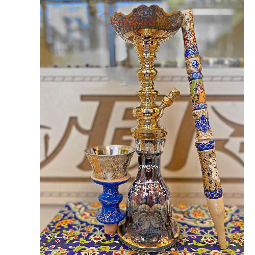 خرید، قیمت و مشخصات قلیان کامل برنجی سیسمونی طرح هما، شیشه تراش طرح دو پوست ارزان و باکیفیت _ هنرظریف