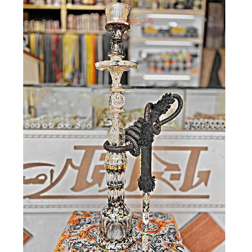 خرید، قیمت و مشخصات قلیان کامل برنجی یکمرتبه شمش، شیشه تخت تراش مدل گل و مرغ  ارزان و باکیفیت _ هنرظریف