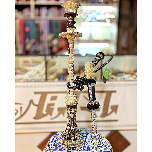 خرید، قیمت و مشخصات  قلیان کامل برنجی شمش کوچک، شیشه تراش طلاکوب، 10 سال گارانتی ارزان و باکیفیت _ هنرظریف