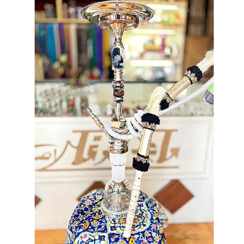 خرید، قیمت و مشخصات قلیان کامل برنجی دو مرتبه شمش، شیشه سایه روشن پلاتین، شیلنگ چرم ارزان و باکیفیت _ هنرظریف