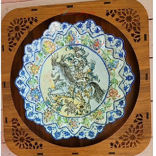 خرید، قیمت و مشخصات بشقاب 20 سانت مسی میناکاری شده با طرح اسب، دست سازبا کیفیت بالا _ هنرظریف