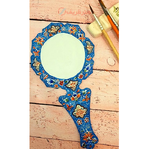 خرید، قیمت و مشخصات قاب آینه دستی مسی میناکاری شده 15 سانت از تولیدکننده _ هنرظریف