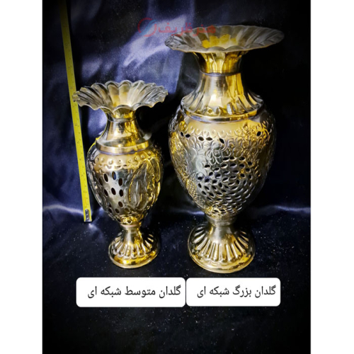 خرید، قیمت و مشخصات گلدان شبکه ای برنزی با طراحی شیک و کیفیت عالی _ هنرظریف