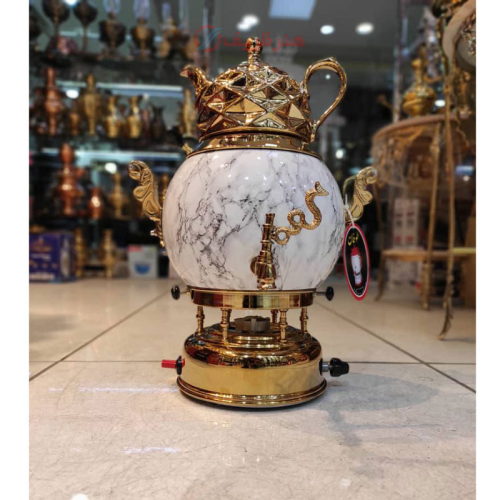 خرید، قیمت و مشخصات سماور گازی 6 لیتری، 3 کاره طرح سنگی، ورق ضخیم، دارای شیر استاندارد، 2 سال گارانتی _ هنرظریف