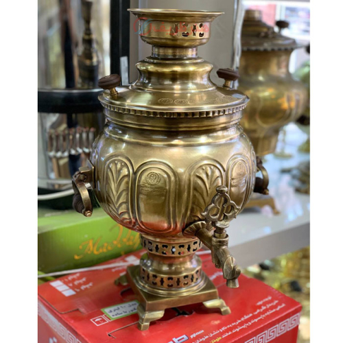 خرید، قیمت و مشخصات سماور زغالی 6 لیتر مدل گندم، دسته خواب ارزان و باکیفیت _ هنرظریف