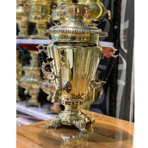 خرید، قیمت و مشخصات سماور زغالی 10 لیتری مدل تراش، دسته کاپ، ورق سوپر سنگین ارزان و باکیفیت _ هنرظریف