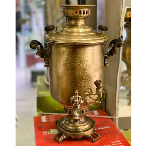 خرید، قیمت و مشخصات سماور زغالی 6 لیتری مدل سطلی طرح شوروی، دسته شاخ ارزان و باکیفیت _ هنرظریف