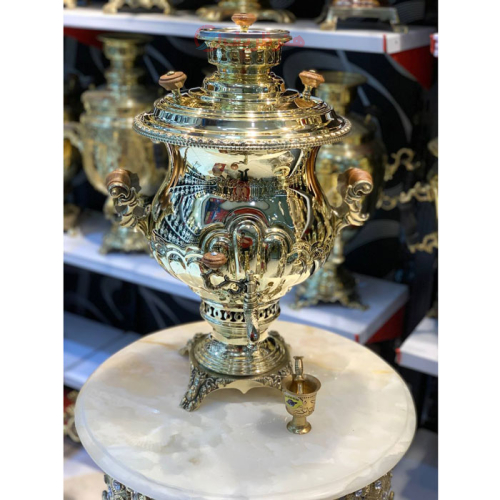 خرید، قیمت و مشخصات سماور زغالی مدل 2001، 8 لیتر، دسته برنجی فرجی ارزان و باکیفیت _ هنرظریف