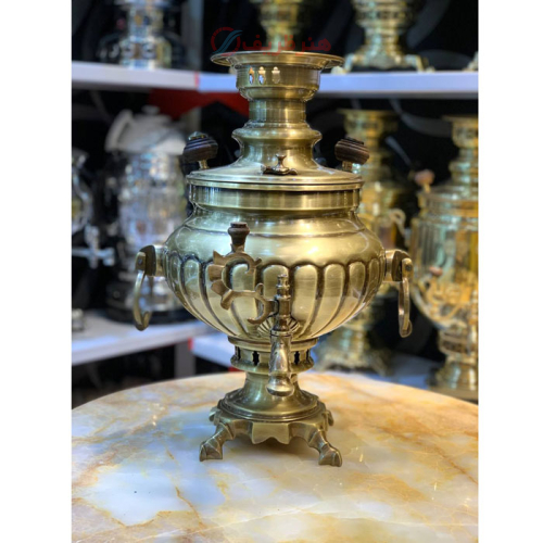 خرید، قیمت و مشخصات سماور زغالی برنجی 6 لیتری مدل سوزان دسته خواب، 1 سال گارانتی تعویض شرکتی ارزان و باکیفیت _ هنرظریف