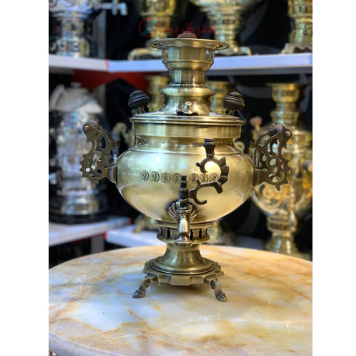 خرید، قیمت و مشخصات سماور زغالی 6 لیتری مدل ماهان سلطنتی، جنس کاملا برنجی ارزان و باکیفیت _ هنرظریف