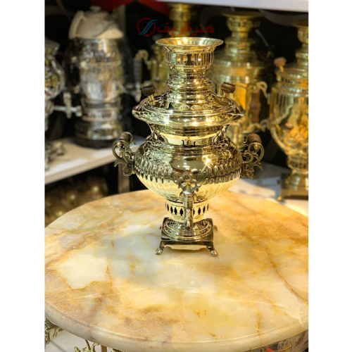 خرید، قیمت و مشخصات سماور زغالی برنجی 4 لیتری مدل گلابی، ورق سوپر سنگین ارزان و باکیفیت _ هنرظریف