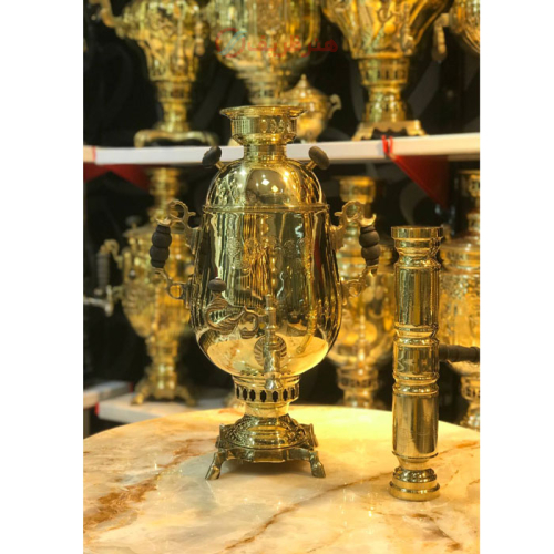 خرید، قیمت و مشخصات سماور زغالی برنجی، 6 لیتر، مدل جام ساده، ورق سوپر سنگین ارزان و باکیفیت _ هنرظریف