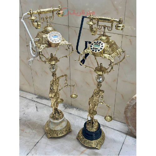خرید، قیمت و مشخصات تلفن ایستاده برنزی مدل عدالت پایه سنگی، شیک و مدرن_ هنرظریف