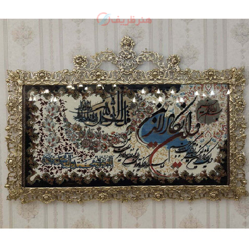 خرید، قیمت و مشخصات تابلو فرش برنز و ان یکاد مدل حاشیه گل رز سنگین، شیک و ساده_ هنرظریف