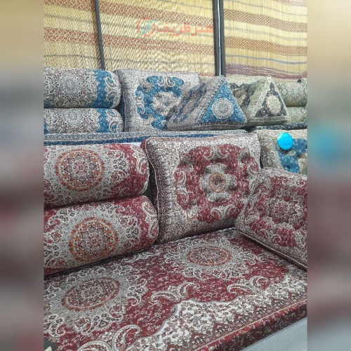 خرید، قیمت و مشخصات سرویس مبلمان ۷ تکه شاه نشین نارنج رنگ زرشکی، جدید و ساده_ هنرظریف
