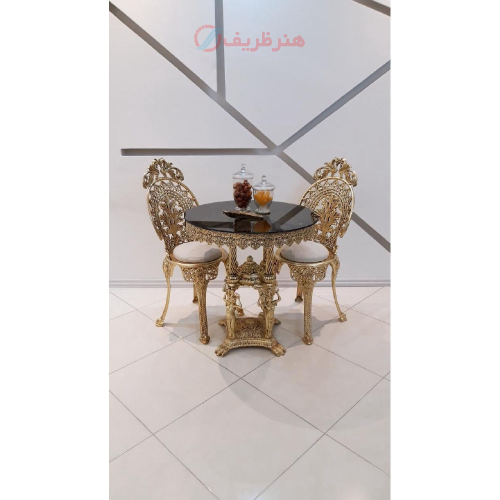 خرید، قیمت و مشخصات میز نهارخوری دو نفره آلومینیومی با رویه شیشه؛ شیک و مدرن _ هنرظریف