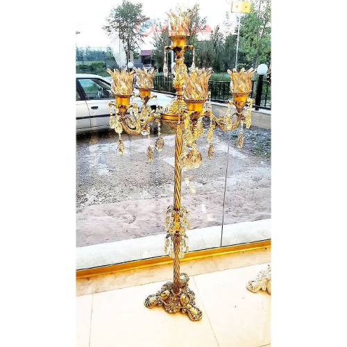 خرید، قیمت و مشخصات آباژور ایستاده برنزی، مدل شش شاخه سه پایه؛ شیک و مدرن _ هنرظریف
