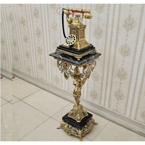 خرید، قیمت و مشخصات تلفن ایستاده کنار سالنی برنزی، مدل پایه سنگ؛ با کیفیت بالا _ هنرظریف