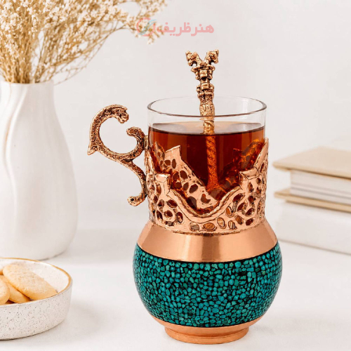 خرید گالش (پایه استکان) چای‌خوری فیروزه‌کوبی | هنر دست