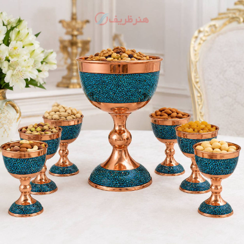 خرید سرویس آجیل خوری فیروزه کوبی هفت پارچه پرنسا | هنرظریف