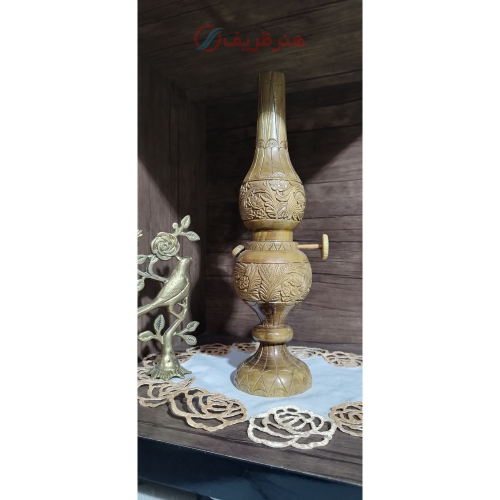 خرید چراغ گردسوز چوبی منبت کاری شده از چوب گردو نفیس | هنرظریف