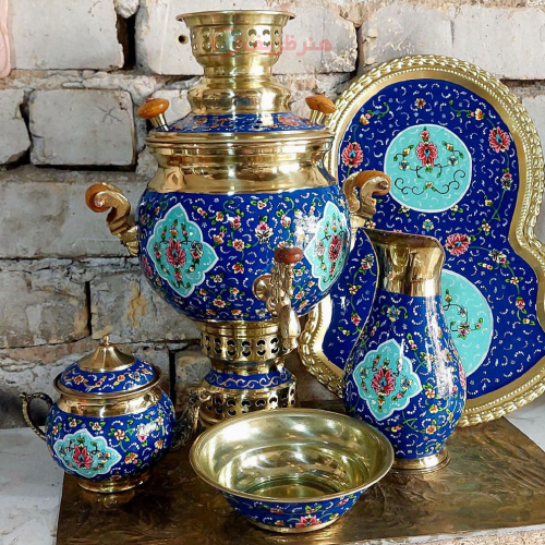 سماور برنجی نانو گل و بوته ۴ لیتری پرداز | هنرظریف